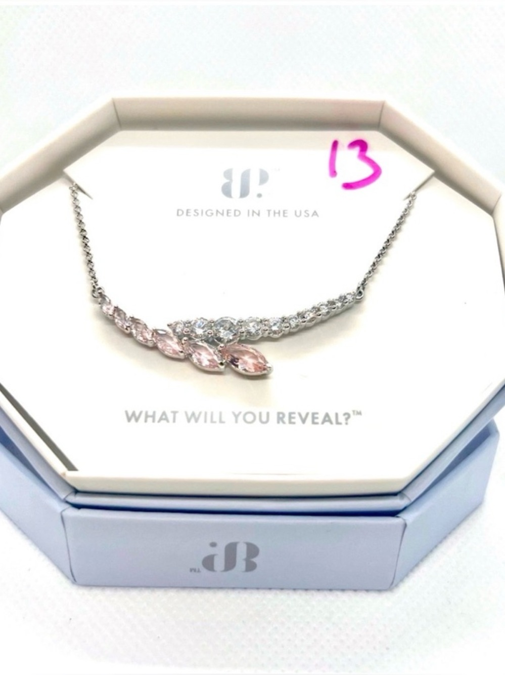 Bomb Party “Meet Me in the Middle” Necklace | Lab-Created Morganite | Rhodium